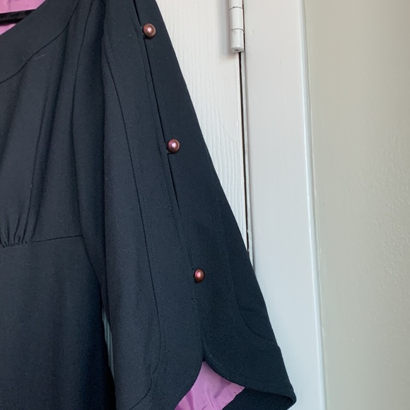 Eliza J Navy 3/4 Sleeve Dress with Button Detail - Picture 3 of 8